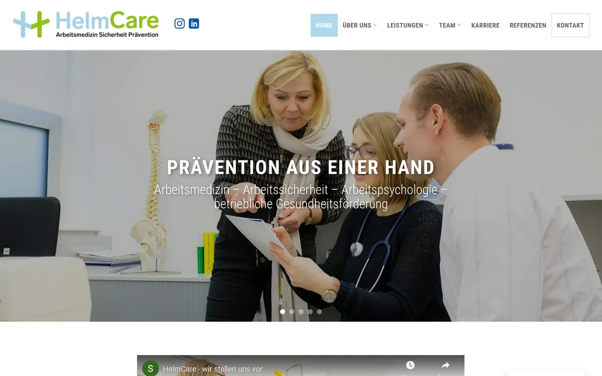 Website helmcare.at — Helmcare GmbH